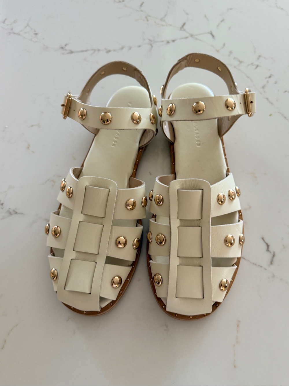 Freda Salvador Cream Studded Fisherman Sandals